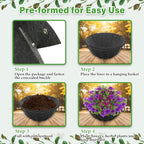 Riare 8 Pack 16 Inch Round Fabric Planter Basket Liner- Hanging Basket Liners Replacement Coco Fiber Liner Alternative for Hanging Basket Flowers (Prevent Birds from Nesting) - size: 16inch