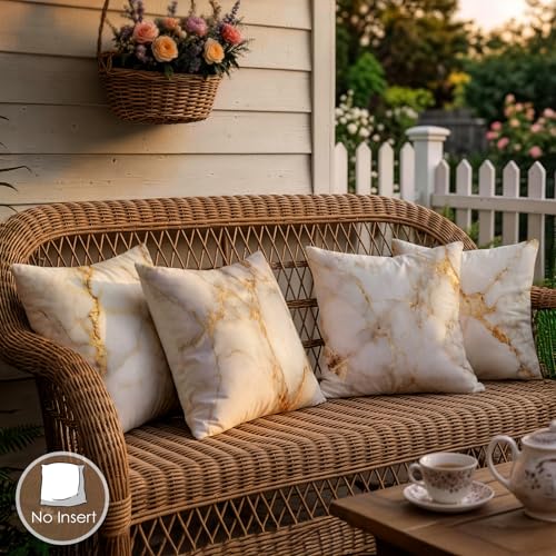 OBSEDE Gold Foil Marble Decorative Throw Pillow Covers 18 × 18 in, Set of 4, Couch Cushion Cases Inserts for Sofa Bed Living Room Home Decor, Single-Sided Print - color: Gold Foil Marble, size: 18" x 18" (Pack of 4)