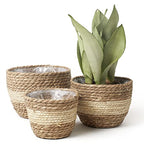 LA JOLIE MUSE Seagrass Planter Basket Indoor Outdoor, Flower Pots Cover, Plant Containers, Beige, 10 inch - color: Beige