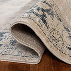SAFAVIEH Vintage Collection Accent Rug - 3'3" x 5'7", Stone & Blue, Oriental Distressed Viscose Design, Ideal for High Traffic Areas in Entryway, Living Room, Bedroom (VTG117-7440)