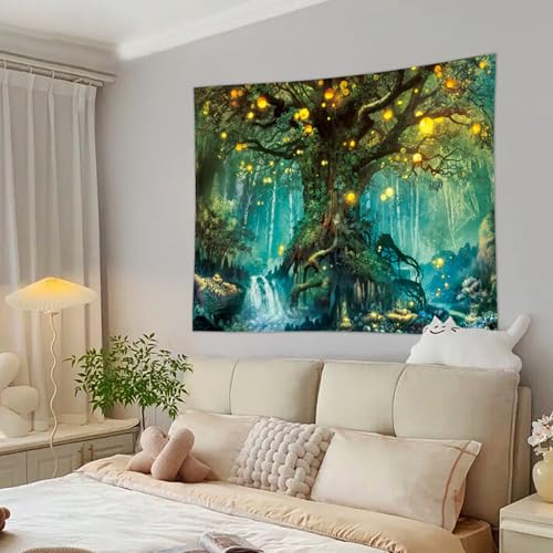 Jungle Tree Tapestry Wall Hanging for Bedroom Living Room Large Nature Forest Decor - color: Dream Forest02, size: 59.1"L x 51.2"W