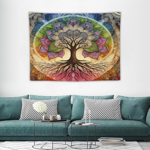 KANEPE Mandala Tapestry Tree of Life Mandala Flower Pattern Wall Hanging Tapestries Home Decor for Living Room Bedroom Apartments Farmhouse Dorm,40inx30in (102×76cm)【Small】 - color: Boho-4, size: 40Wx30L