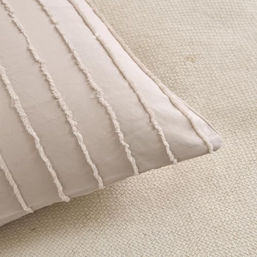Body Pillow Shams 1 Pack, Body Size Pillowcases, Soft Microfiber Geometric Striped Boho Pillow Covers with Envelope Closure, Cream, 20x54 Inches (No Insert) - color: Cream-stripe, size: Body(20*54)