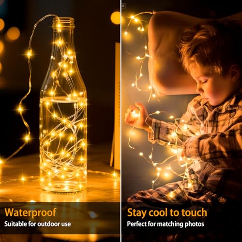 VOOKRY 32 Pcs Fairy Lights Battery Operated String Lights - 10 ft 30 LEDs Waterproof Copper Wire Mini Firefly Starry Moon Lights for DIY Crafts Wedding Party Bedroom Table Centerpieces Christmas - color: Warm White, size: 32 Pack