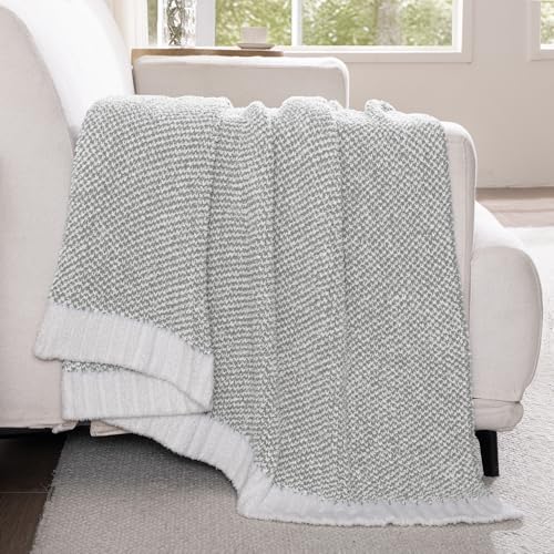 Exclusivo Mezcla Twin Size Knit Blanket for Bed, Ultra Soft and Warm Reversible Woven Blankets, Cozy Snuggly Throw for Couch Bed and Home Decor, Heather Grey, 60"x80" - color: Heather Grey, size: Twin (60"x80")