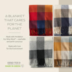 Pendleton Eco-Wise Washable Throw with Fringe 54" x 60" - 100% Wool, All Season, Washable, Soft and Durable Blanket for Home and Outdoor Adventures - Navy/Camel - color: Navy/Camel