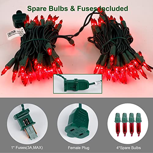 LJLNION Valentines String Lights, 150 Count 33 FT Incandescent Mini Green Wire Christmas Fairy Light, 120V UL Certified Connectable Tree Lights for Patio, Holiday, Party, Outdoor Indoor Decor, Red - color: Red