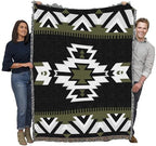 Pure Country Weavers Westward BW - Western Tapestry Throw Blanket Woven from Cotton - Made in The USA (72x54) - color: Westward Bw