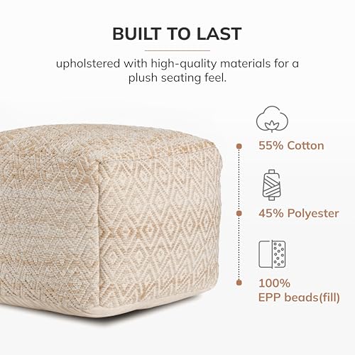 Anji Mountain Pouf Ottoman Foot Rest, Handmade Ottoman Pouf, Comfortable Foot Stool, Decorative Floor Seating for Living Room Decor, Bedroom & Home Décor Accent - Tawny - color: Tawny