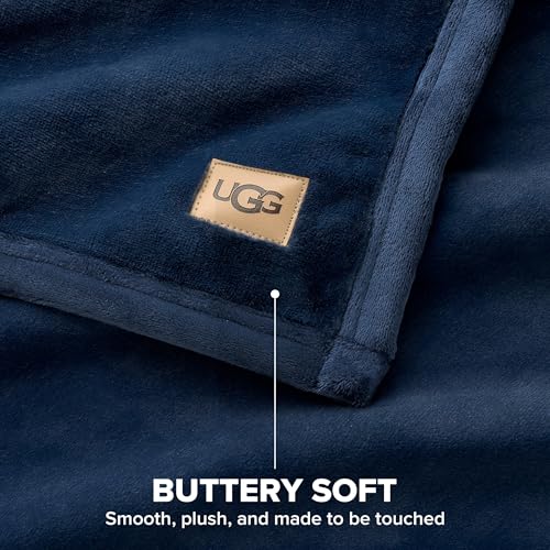 UGG Coco Throw Blanket – Soft & Cozy Luxury Blanket for Couch, Warm Graduation Gifts or Teacher Birthday Gifts for Men Dad Him, 50" x 70", Dark Blue - color: Dark Blue