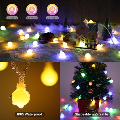 OMIKA Christmas String Lights Battery Operated 16.5ft 50LED with Remote Warm White Multicolor Fairy Light Indoor for Classroom Bedroom Dorm Birthday Patio Tent Party Xmas Christmas Décor - color: Color Changing, size: 16.5ft 50LED-1Pack