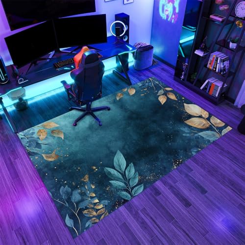 Boho Vintage Plants Rug 5.3x6.7 Area Rugs Modern Blue Plant Leaves Rugs Soft Faux Wool Washable Non Slip Carpet for Teens Boys Girls Kids Room Living Room Bedroom Entry Floor Mats - color: Style-1, size: 5.3'x6.7'/(63.6"W x 80"L)