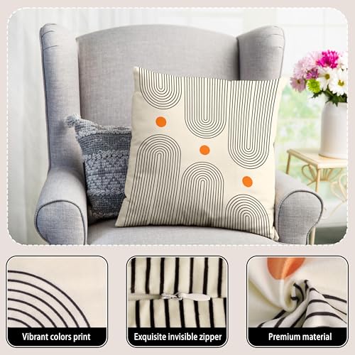 Boho Mid Century Throw Pillow Covers 18x18 Inches Modern Geometric Abstract Art Pillow Case Set of 2 Soft Velvet Couch Pillows Cushion Cover for Bed Sofa Living Room (Black, 18" x 18") - color: Black