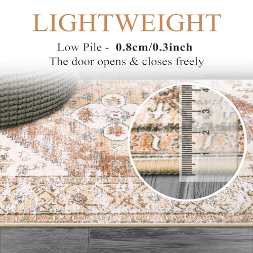 Lahome Boho Kitchen Rugs Washable - 2x3 Small Non-Slip Entry Rugs for Inside House Oriental Throw Area Rugs for Bedroom Accent Distressed Floor Doormat Carpet for Bathroom Entryway Laundry Living Room - color: Taupe, size: 2' x 3' (Rectangular)