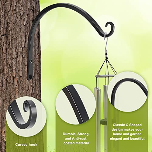 FEED GARDEN 2 Pack 14 Inch Hanging Plant Bracket Wall Hooks Decorative Plant Hangers for Outdoor Hanging Bird Feeders, Wind Chimes, Plant Baskets, Black - color: Black-C, size: 14 Inch