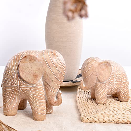 Elephant Statue, African Animal Decor, Wooden Elephant Gift for Women, Boho Decor for Living Room, Shelf, Office（1Pack, Big） - color: Big Wood Elephant
