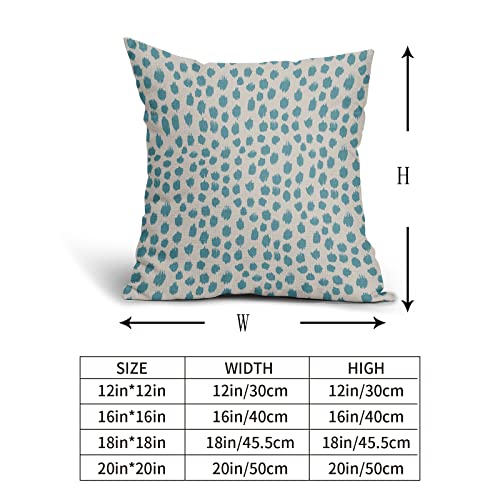 Aqua Cream Pillow Covers 16x16 Set of 2 Boho Design Polka Dot Throw Pillows Modern Brush Strokes Print Decorative Outdoor Pillowcase Square Cushion Cover Linen Pillow Case for Home Sofa Couch Bed - color: Aqua Dots, size: 16" x 16" (Pack of 2)