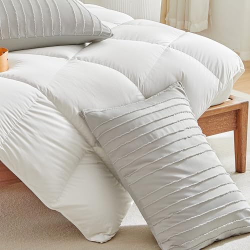 WARMDERN Light Grey Striped Pillow Covers King Pillow Cases Soft Microfiber Stripe Pillow Cases Set of 2 Boho Tufted Stripes Textured Pillowcase with Envelope Closure(Light Grey, King, 20x36 Inches) - color: Light Grey-striped, size: 20" x 36" (Pack of 2)