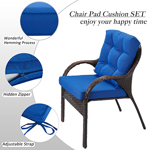 JMGBird Seat/Back Outdoor Chair Cushion Tufted Pillow, Deep Seat Cushion Set 22"x22", Outdoor Cushion for Patio Furniture - color: Sapphire Blue, size: 22"×22"