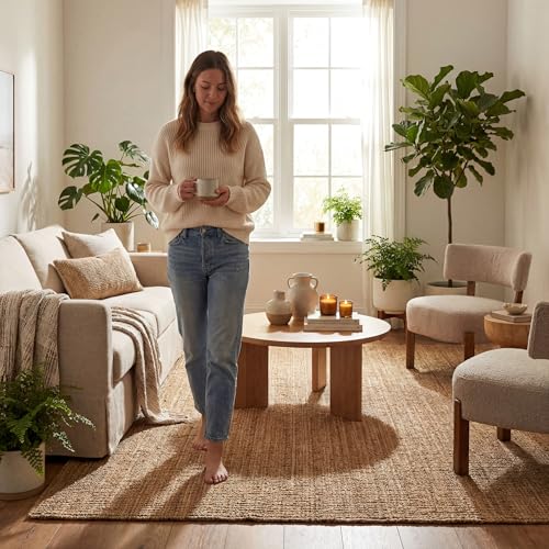 Nuloom Ashli Hand Woven, Natural, 4' x 6', Farmhouse, Jute, Soft and Textured, High Traffic, Stain Resistant, Easy Clean, Durable Area Rug for Bedroom, Living Room, Dining, Den, Foyer, Entryway - color: Natural, size: 4' x 6' (Rectangular)