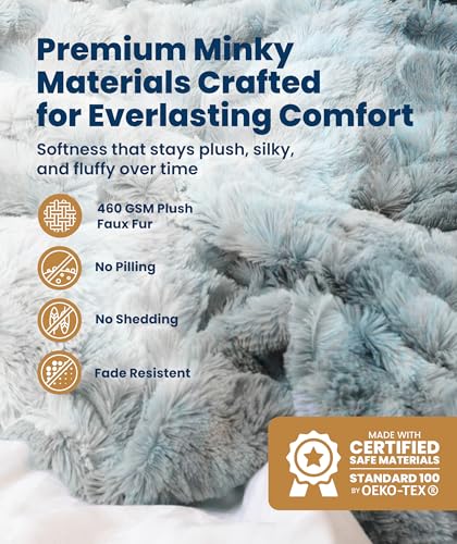 Everlasting Comfort Soft & Comfortable Arctic Blue Faux Fur Throw Blanket for Couch - (50"x65") Minky & Fluffy Fall Blankets & Throws, Plush Fuzzy Cover for Bed, Sofa & Living Room - Cozy Home Decor - color: Arctic Blue
