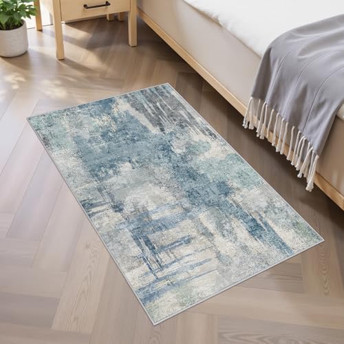 Abstract Bath Mat 2x3 Rug Washable Non-Slip Small Rugs for Bathroom, Kitchen Sink - Soft Low-Pile Carpet Modern Doormat for Front of Entryway Home Decor 2x3 Blue - color: Blue, size: 2' x 3' (Rectangular)