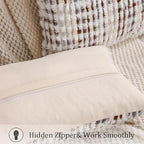 LUOYEHK Boho Throw Pillow Covers 12x20 Inch Set of 2 Farmhouse Neutral Pillow Covers Chenille Tufted Pillowcase for Couch Sofa Bed Living Room, Brown White - color: Brown White, size: 20" x 12" (Pack of 2)