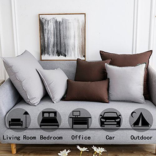 Jeanerlor Cotton Linen Square Decorative Throw Pillow Case Cushion Cover with Twin Needles Stitch on Edge, 12"x20"(30 x 50cm),Brown - color: Brown, size: 20" x 12" (Pack of 1)