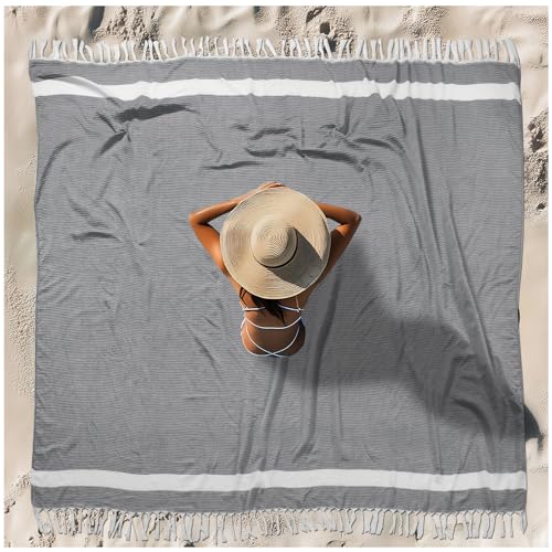 Oversized Turkish Beach Towel Blanket XXL Cotton Sandproof Towels Boho Woven Extra Large Big Sand Free Giant Throw Blankets Huge Quilt XL Picnic Camping Necessities Cloud For Adult Gifts Black - color: Woven Black, size: Xxxl(88x82 In,224x208 Cm)