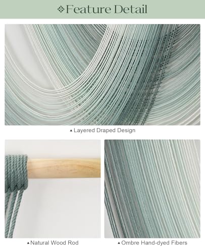 Tempospark Large Macrame Wall Hanging, 59x39 Inch Boho Wall Hanging, Macrame Wall Art Hand-dyed Ombre Design for Bedroom Living Room Apartments Entryways, or Above Bed - color: Sage Green
