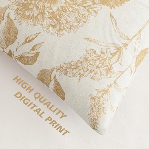 Foindtower Set of 2 Linen Floral Vintage Throw Pillow Covers Neutral Accent Print Decorative Cozy Cushion Covers Farmhouse Home Decor for Sofa Chair Couch Bed Living Room,18×18 Inch,Light Yellow - color: Light Yellow, size: 18" x 18" (Pack of 2)