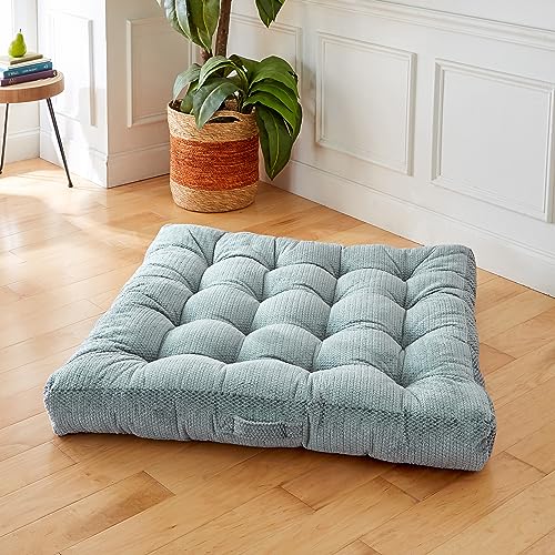 Sorra Home Tufted Floor Pillow with Handle - Square Plush Oversized Pillow for Lounging - Bedroom, Dorm & Indoor Floor Cushion - Polyester Fill - Sutherland Monument (40" x 40" x 5") - color: Monument, size: 40 in x 40 in x 5 in Square w/ Handle