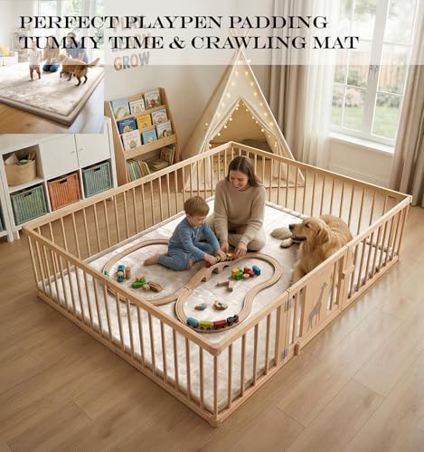 AEOCOO Baby Play Mat for Floor Cushion, 59x71x1.3" Thick Memory Foam Tummy Time Mat, CloudSoft Velvet Non slip, Toddlers Baby Kids Extra Large Nursery Rug for Crawling, Living Room, Beige - color: Beige, size: 59 x 71 x 1.3 Inch