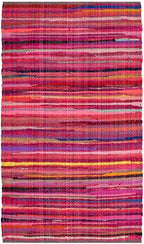 SAFAVIEH Rag Rug Collection Accent Rug - 2'6" x 4', Red & Multi, Handmade Boho Stripe Cotton, Ideal for High Traffic Areas in Entryway, Living Room, Bedroom (RAR240D)