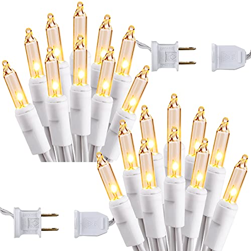 Brizled Christmas Lights, 600 Count 139.2ft Incandescent Mini Lights, Connectable 120V UL Certified for Xmas Wedding Bedroom Porch Decor, White Wire, Warm White - color: Warm White - 4 Pack