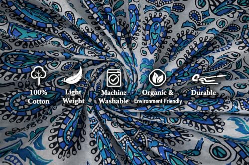 FURNISHFUL FINESSE Handmade Cotton Peacock Mandala Tapestry - Serene Sky Blue & White Ombre Boho Wall Decor, Bohemian Hippie Room Hanging for Bedroom & Dorm Aesthetic- 60x50 Inches - color: Sky Blue, size: 60"L x 50"W
