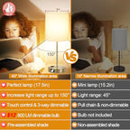 Lynnoland Set of 2 Touch Control Table Lamps with 2 USB & AC Outlet, 3-Way Dimmable Bedside Nightstand Lamps for Bedroom Living Room Nursery, 800 Lumens 3000K Warmlight Bulbs Included - color: (2 Pack)White & Brass(Base)-3000K Bulbs Included