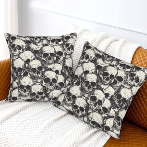 Skull Throw Pillow Covers 18x18 Set of 2 Skeleton Decorative Pillow Covers Outdoor Cushion Cases for Bedroom Living Room - color: Skull, size: 18" x 18" (Pack of 1)