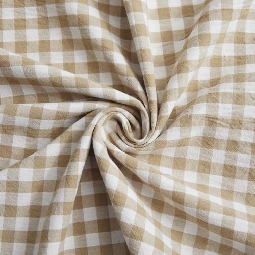 KKJIAF Ruffle Gingham Pillow Covers 26 x 26 Inches, Cotton Plaid Throw Pillow Shams Set of 2, Linen Feel Ruffled Plaid Pillow Cases with Envelope Closure for Sofa Bed (Taupe/White Plaid) - color: Taupe/White Plaid, size: 26" x 26" (Pack of 2)