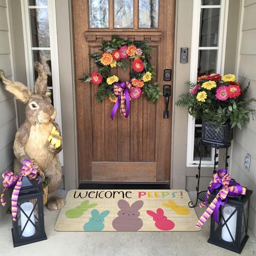 Easter Door Mat,Spring Bunny Indoor Outdoor Non-Slip Doormat,Entryway Front Porch Easter Rabbit Welcome Door Mat Colorful for Entrance Decor 30" x 17" (Welcome Peeps) - color: 2026 Easter 4