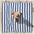 Vikumond Oversized Turkish Beach Towel Blanket XXL Cotton Sandproof Towels Boho Woven Extra Large Big Sand Free Giant Throw Blankets Huge Quilt XL Picnic Camping Necessities Cloud for Adult Gifts - color: Z Udarkblue Vertical Stripe, size: Xxxl(88x82 In,2