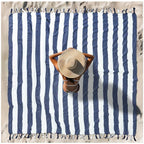 Vikumond Oversized Turkish Beach Towel Blanket XXL Cotton Sandproof Towels Boho Woven Extra Large Big Sand Free Giant Throw Blankets Huge Quilt XL Picnic Camping Necessities Cloud for Adult Gifts - color: Z Udarkblue Vertical Stripe, size: Xxxl(88x82 In,2