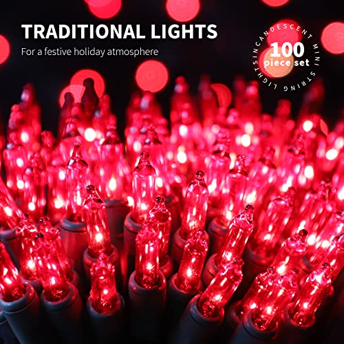 100LIGHTS RED Extra-Bright with End Connectors Christmas Decorative Lights 5.98m UL Certified Mini String Light Set Waterproof for Home Garden Holiday Christmas Tree Party Patio Decor Wedding - color: Red, size: 100 COUNT-1PACK