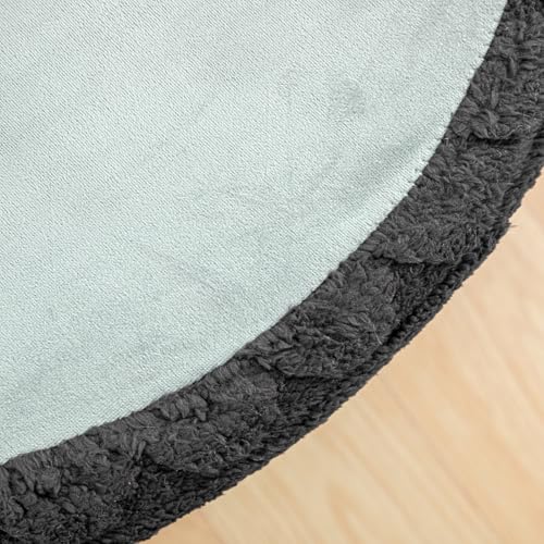 Round Plush Ottoman Pouf Stuffed– Fluffy Ottoman Foot Rest with Modern Foam Filler 20" x 14" Cozy Floor Pouf for Living Room & Bedroom (Gray) - color: Grey