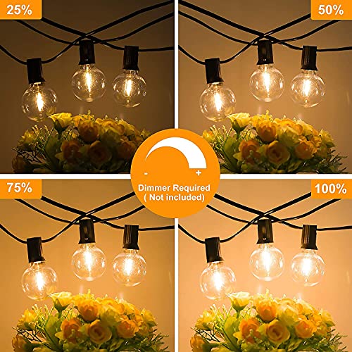 200ft(100*2) Outdoor G40 LED Globe String Lights Dimmable Waterproof Shatterproof Light Strings with 103 Bulbs Connectable Commercial Hanging Lights for Christmas Patio House Backyard Balcony Party - color: Black, size: 200FT-Warm White
