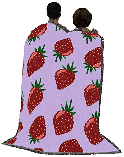Pure Country Weavers Strawberry Blanket - Garden Floral Gift Tapestry Throw Woven from Cotton - Made in The USA (72x54) - color: Strawberry 2