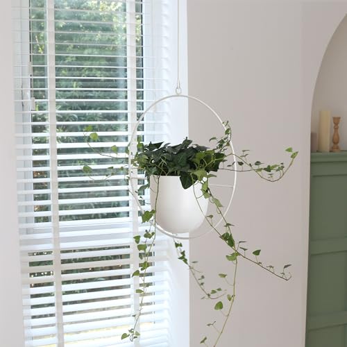 Hanging Planter Indoor Modern Boho Plant Pot Metal Wall and Ceiling Plant Holder, Mid Century Minimalist Flower Pot for Hanging Plants(White) - color: White, size: 1PC