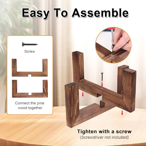 Vigordream Plant Stand, Indoor/Outdoor Wood Plant Holder, Single Flower Pot Stand, Sturdy Planter Stands, Fit 5-15 Inch Pots - size: Fit 5-15inch pots