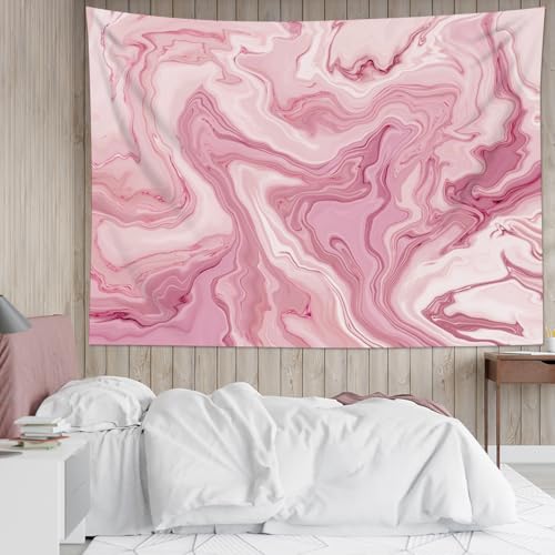 SCECALA Pink Swirl Marble Tapestry Abstract Pink and White Swirl Marble Texture Wall Tapestry Cute Pastel Wall Hanging for Bedroom Living Room College Dorm Photography Party Home Decor 80x60 Inch - color: Pink and White, size: 60"L x 80"W