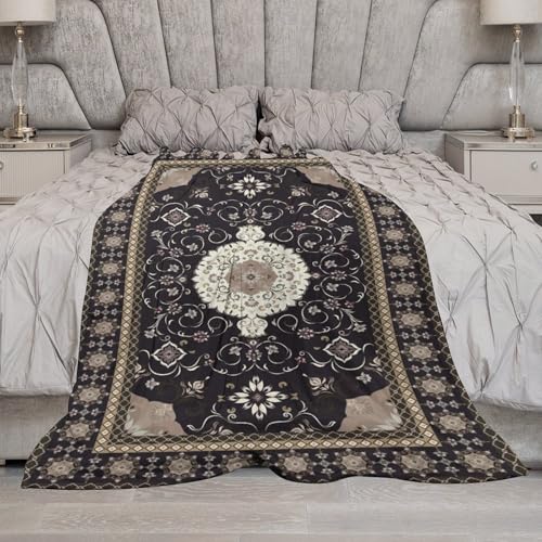 Black Boho Throw Blanket,Abstract Geometric Traditional Ethnic Texture Pattern Soft Throw Blanket for Couch Sofa Camping Office Travel Home Bedroom Decor All Seasons 30"x40" - color: Boho-1, size: 30x40in